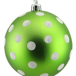 100Mm Matte Lime Polka Dot Ornament