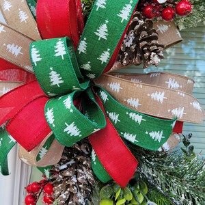 18 inch Christmas grapevine wreath, winter wreath decor, front door Christmas wreath, front door wreath image 3