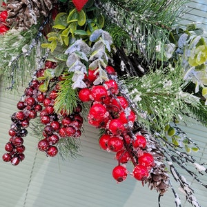 18 inch Christmas grapevine wreath, winter wreath decor, front door Christmas wreath, front door wreath image 4