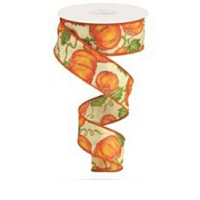 fall ribbon pumpkin ribbon Wired fall ribbon 1.5 pumpkin print wired ribbon
