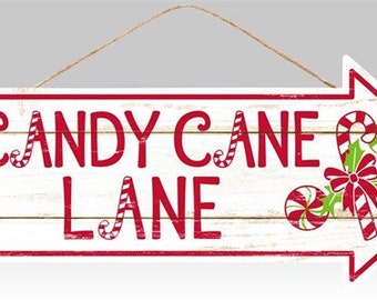 16"L X 6.5"H Candy Cane Lane Sign