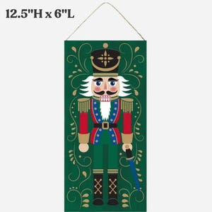 Nutcracker Christmas Wreath Sign, Holiday Decor (12.5"H x 6"L)