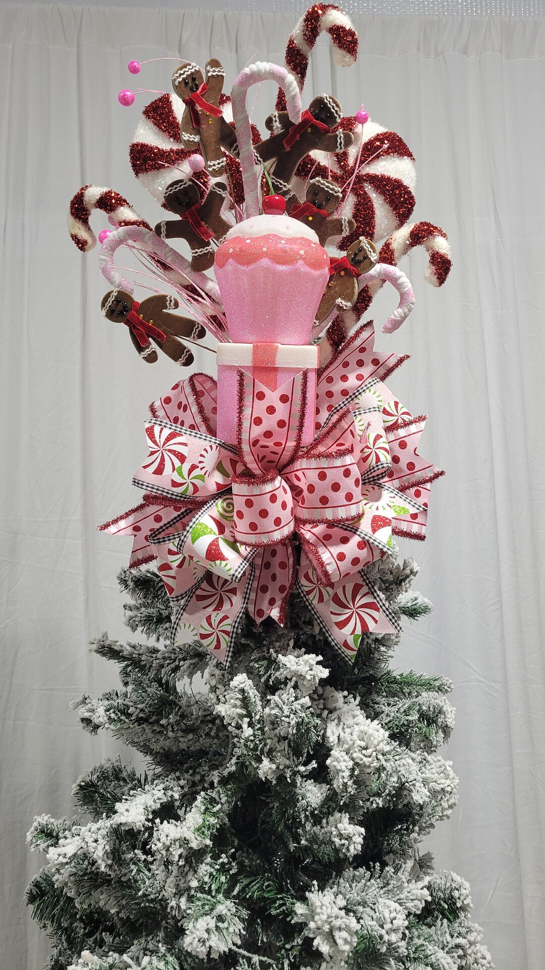 Christmas Tree Topper, Christmas Decor, Gingerbread Tree Topper, Candy