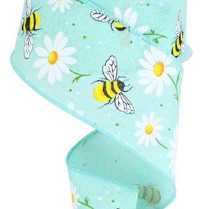 2.5&quot;X10yd Bumble Bee Daisy On Royal Ribbon