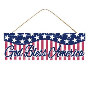 15"L X 5"H God Bless America Sign, God Bless America