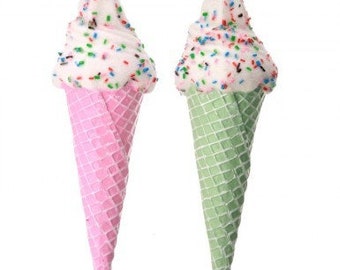 7" Plastic Ice Cream Cone Ornament