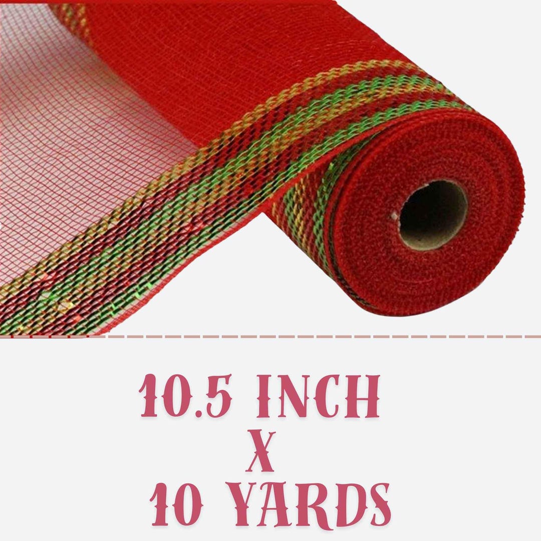 Bordered Mesh Red Metallic Border Mesh, 10.5