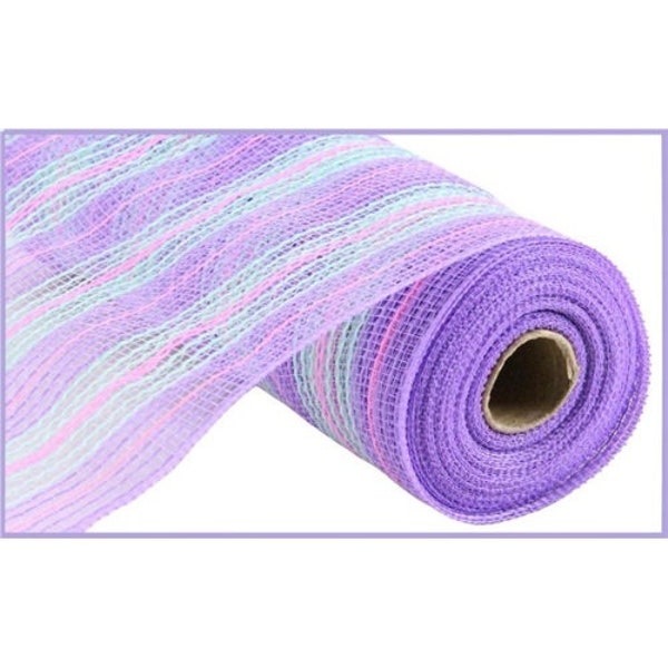 10.25"X10yd Lavender/Mint/Lt Pink Mini Stripe Mesh