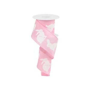 2.5&quot;X10YD Light Pink with White Bunny Ribbon