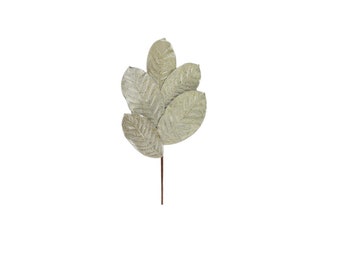 18″L Magnolia Leaf Pick, gold spray, Wreath pick attachments, wreath supplies,gold pick