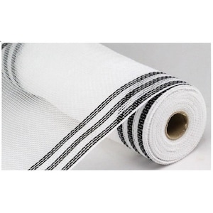 10.25&quot;X10yd White poly mesh w/Black Border Stripe