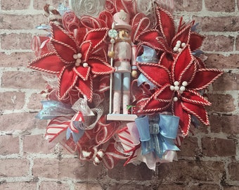 Nutcracker wreath, front door wreath,  Christmas nutcracker wreath