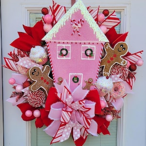 Gingerbread House Christmas Wreath, Candyland Holiday Decor