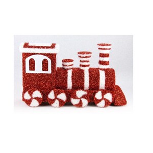 Limited Quantity! 24.75&quot;L Tinsel Glitter Train, Tinsel Train, Red Tinsel Train