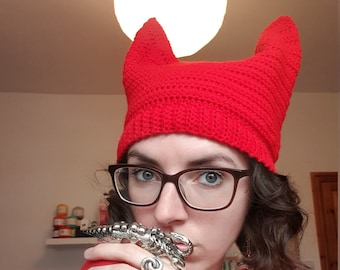 LUCIFER Crochet Devil Beanie - Etsy