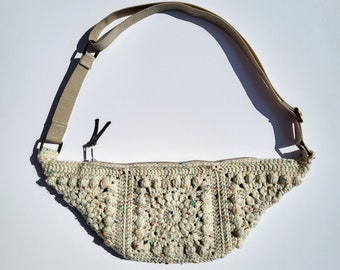 CROP CIRCLE Crochet Sling Bag - Cream