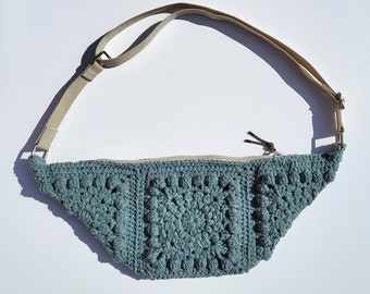 CROP CIRCLE Crochet Sling Bag - Light Blue