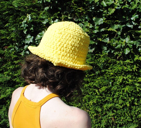 LEMON Chunky Crochet Bucket Hat | Etsy 