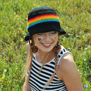 RAINBOW STRIPE Crochet Bucket Hat
