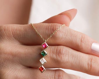 Custom Multi Birthstone Necklace: Family Jewelry Gift, Grandma Necklace, Mothers Day Gift
