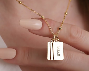 Custom Name Bar Necklace,Personalized Name Plate Necklace,Engraved Letter Necklace,Grandma Necklace,Family Necklace,Mothers Day Gift for Mom