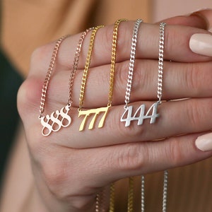Angel Number Necklace, Lucky Number Necklace, Birthday Gift For Her, 111 Necklace, 777 Necklace, 444 Necklace, 888 Necklace, 222 Necklace