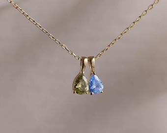 Custom Birthstone Necklace, Family Necklace Gift for Mom, Personalized Gift for Grandma, Minimalist Birthday Gift, Mothers Day Gift for Her