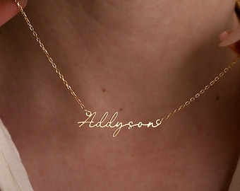14K Gold Signature Name Necklace: Personalized Jewelry Gift