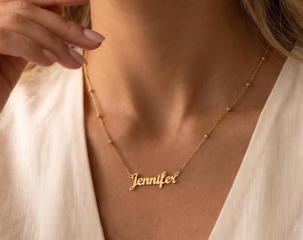 Personalized Gold Name Necklace, Custom Script Jewelry, Minimalist Birthday Keepsake for Women and Mothers