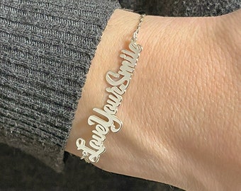 Custom Name Bracelet: Dainty Personalized Jewelry Gift, Name Pendant Bracelet, Birthday Gift for Her, Mothers Day Gift