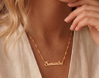 Personalized Name Necklace, Custom Gold Nameplate Jewelry, Handmade Birthday Gift for Her