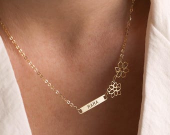 Custom Birth Flower Necklace: Personalized Family Jewelry, Mama Necklace, Birthday Gift for Grandma, Mother Day Gift