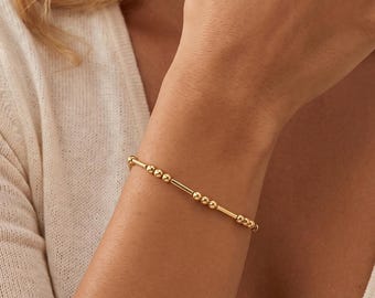 Personalized Morse Code Bracelet, Hidden Message Bracelet, Custom Morse Code Jewelry, Secret Name Bracelet, Christmas Gift for Mom