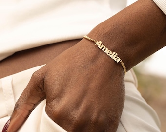 Dainty Custom Name Bracelet for Women, Personalized Grandma Bracelet, Custom Curb Chain Bracelet, Christmas Gift for Her, Birthday Gift