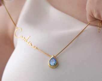 Handmade Custom Name Necklace with Birthstone, Personalized Jewelry For Her, Birthday Gifts for Women, Minimalist Jewelry, Mothers Day Gift