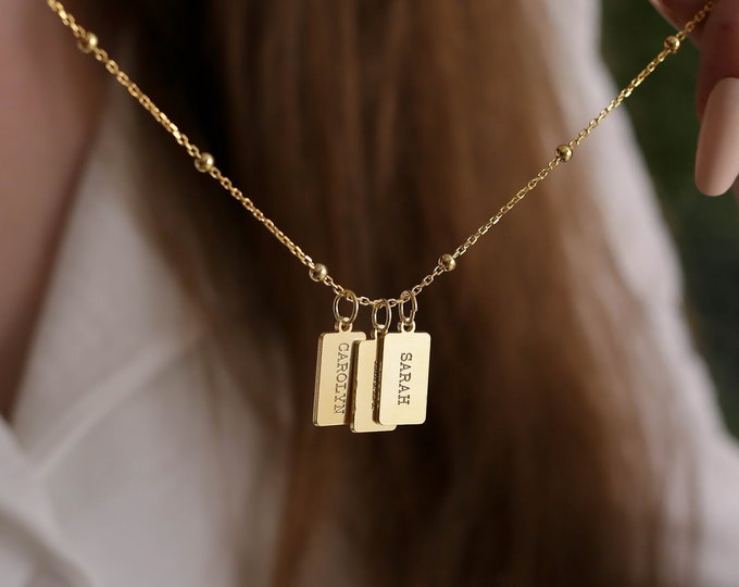 Personalized Multiple Bar Kids Name Necklace, Custom Name Tag Necklace, Handmade Personalized Jewelry, Dainty Name Jewelry, Christmas Gift