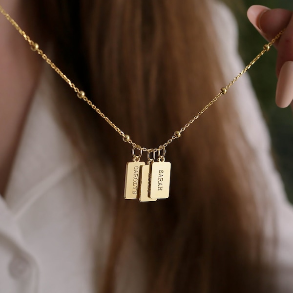 Personalized Multiple Bar Kids Name Necklace, Custom Name Tag Necklace, Handmade Personalized Jewelry, Dainty Name Jewelry, Christmas Gift
