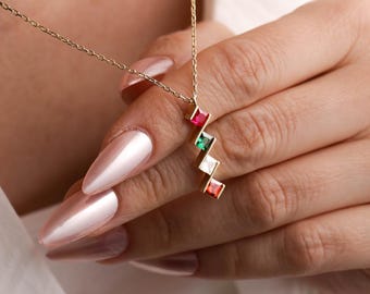 Custom Birthstone Necklace: Personalized Family Jewelry, Birthday Gift for Mom, Grandma Jewelry, Mothers Day Gift for Her