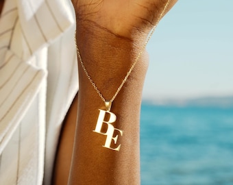 Custom Double Initial Necklace, Personalized Two Letter Necklace, Dainty Couple Necklace, Minimalist Christmas Gift for Her