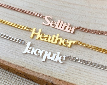 Custom Dainty Name Necklace with Curb Chain - Personalized Name Necklace - Personalized Gift - Mother's Day Gift - Mothers Jewelry Gift