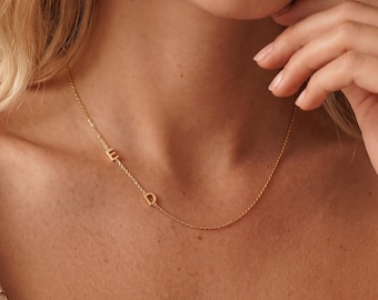 Sideways Initial Necklace, Custom Initial Necklace, Personalized Letter Necklace, Personalized Gift, Mothers Day Gift, Christmas Gift