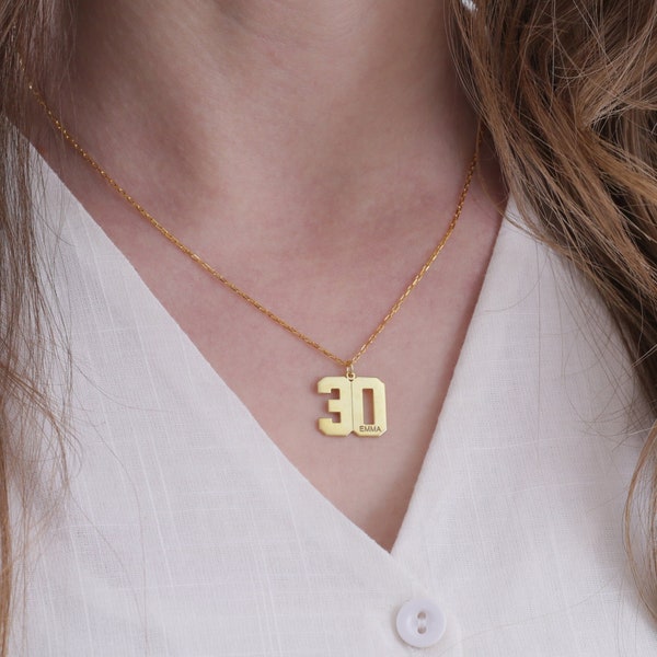 925 Sterling Silver Custom Number Neckace, Personalized Age Lucky Number Necklace, Rose Yellow Gold Plated, Birthday Gift, Gift for Mom