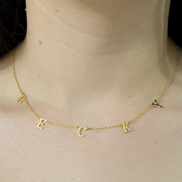 Gold Initial Necklace, Personalized Letter Necklace, Grandma Necklace, Custom Letter Necklace, Bridesmaid Jewelry, Gift For Her