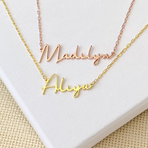 925 Sterling Silver Custom Name Plate Necklace, Personalized Rose Yellow Gold Plated Name Necklace, Customizable Birthday Gift, Gift for Her