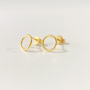 Small Open Circle Stud Earrings, 14K Gold Filled / Sterling Silver, 4mm / 6mm / 8mm / 10mm, Tiny Minimalist Geometric Studs