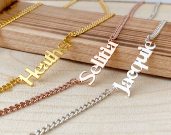 Custom Name Necklace, Dainty Name Necklace with Curb Chain, Personalized Name Necklace, Personalized Gift,Mothers Day Gift,Grandma Necklace