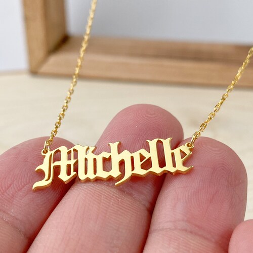 Name Necklace Customized Gothic - Etsy