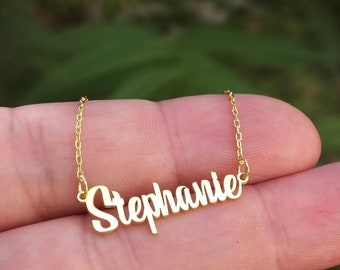 Sterling Silber Namenskette für Weihnachtsgeschenk, personalisierte Name Schmuck Geschenke, Silber Gold Rose Farbe Halskette mit Namen, zierliche Halskette