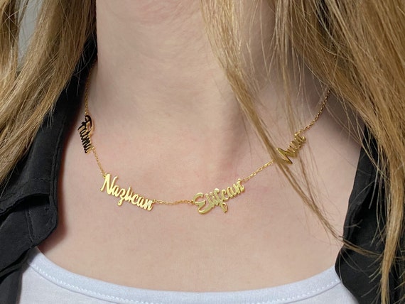 925 Sterling Silver Custom 4 Name Necklace Customizable Multiple Name Necklace Rose Yellow Gold Plated Necklace Birthday Gift for Her Etsy Canada