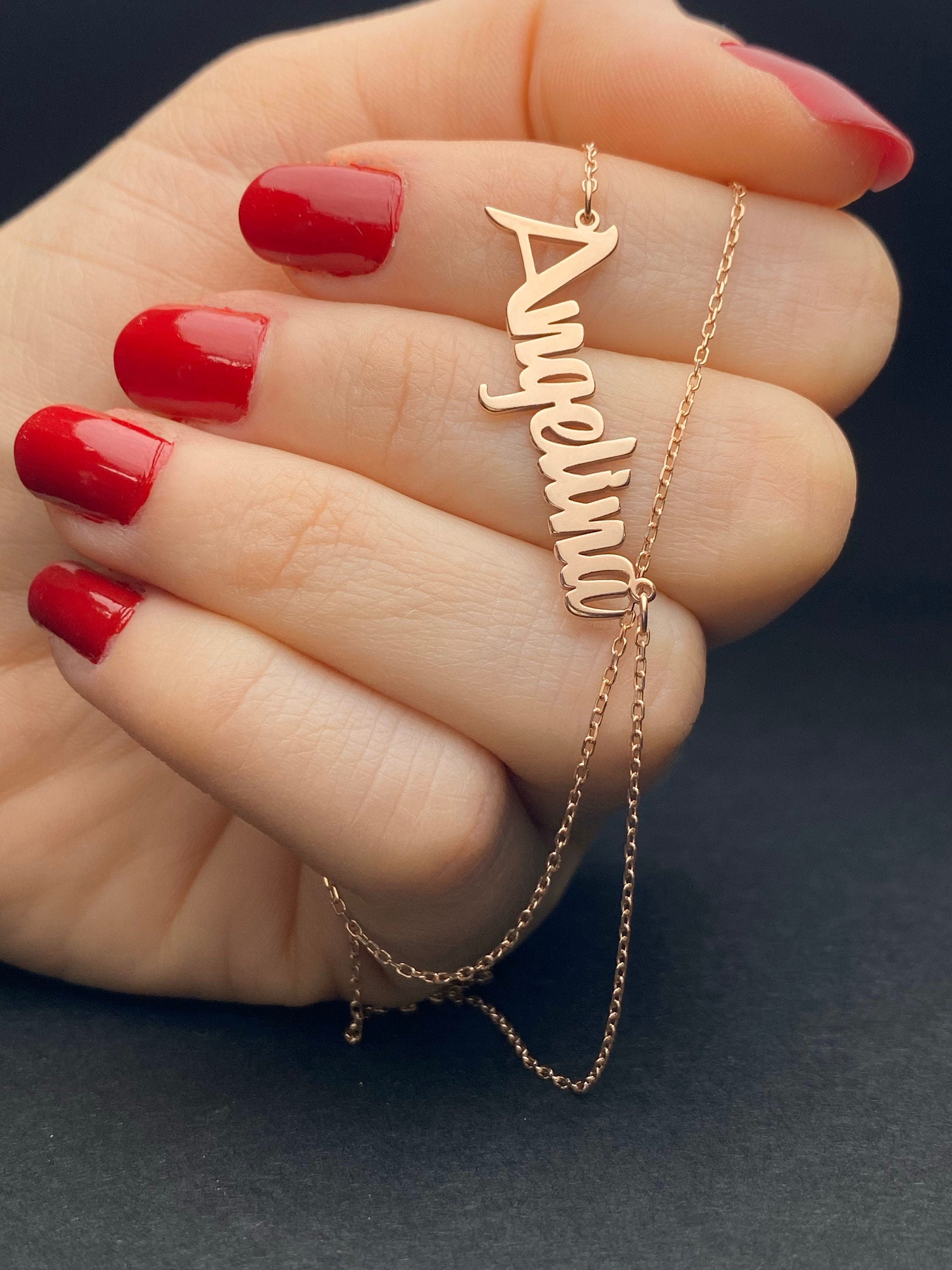 Name Necklace Gold Personalized Jewelry for Women Long Distance